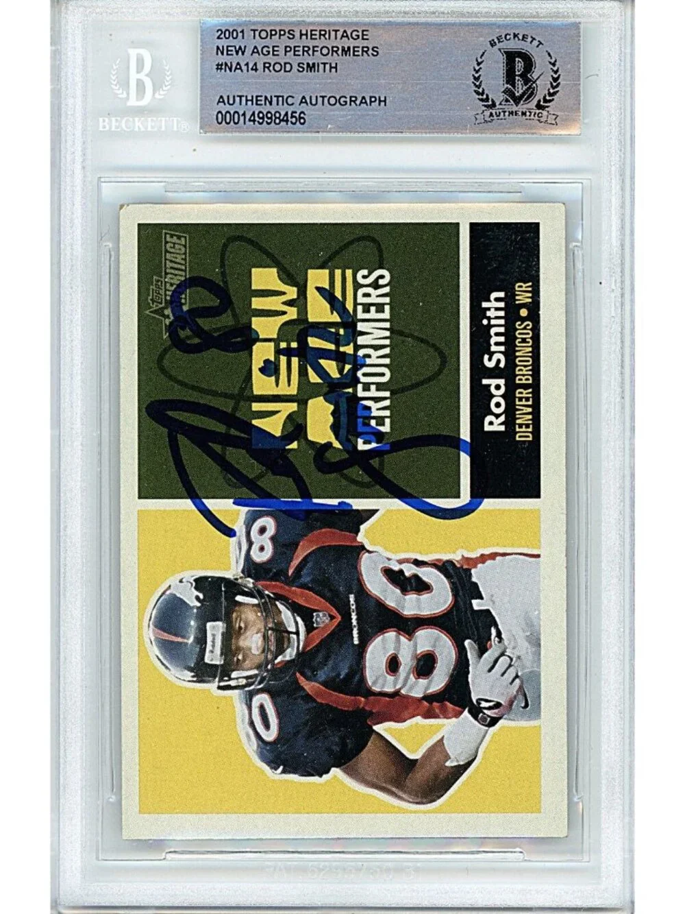 Rod Smith Signed 2001 Topps Heritage Football Card Beckett Broncos Autograph BAS